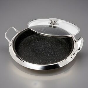 Curtis Stone 12" DuraPan+ Nonstick Stainless Steel Multipurpose Pan with Lid NIB